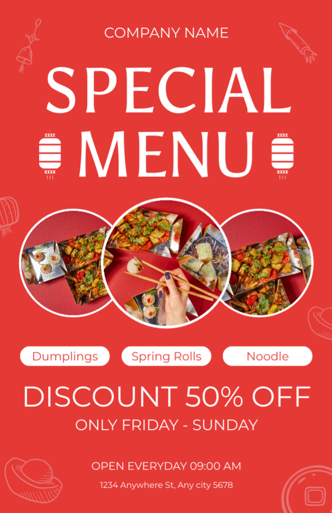 Chinese Food Discount Collage Recipe Cardデザインテンプレート