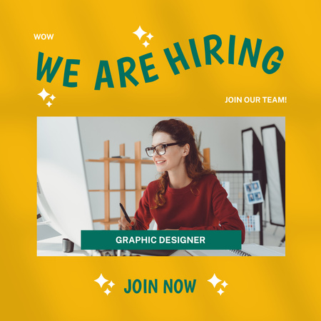 Designvorlage Designer artist hiring yellow für Instagram