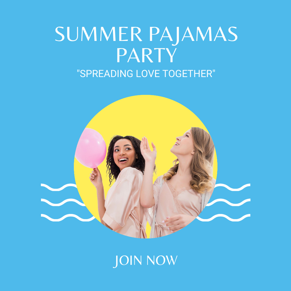Ontwerpsjabloon van Instagram van Summer Pajama Party Announcement