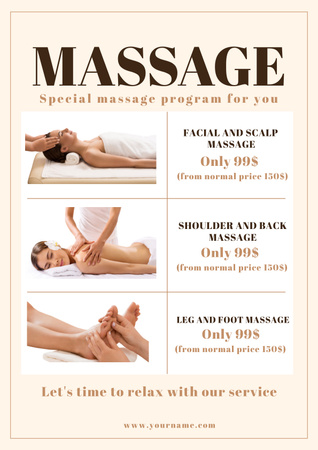 Template di design Offerta di servizi di massaggio del corpo Poster