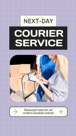 Professional Courier Services Ad on Purple Instagram Story Design Template