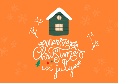 Plantilla de diseño de Celebrando la Navidad en julio con Cute House Flyer A5 Horizontal 
