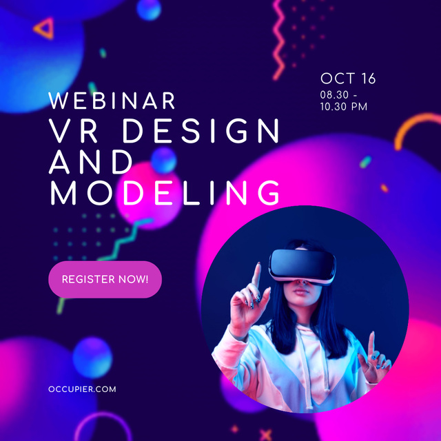 Designvorlage Webinar Offer on VR Modeling and Design für Instagram