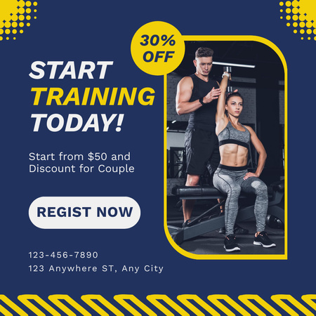 Gym Discount Offer for Couples Instagram Design Template