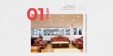 Furniture Expo invitation with modern Interior Image Design Template