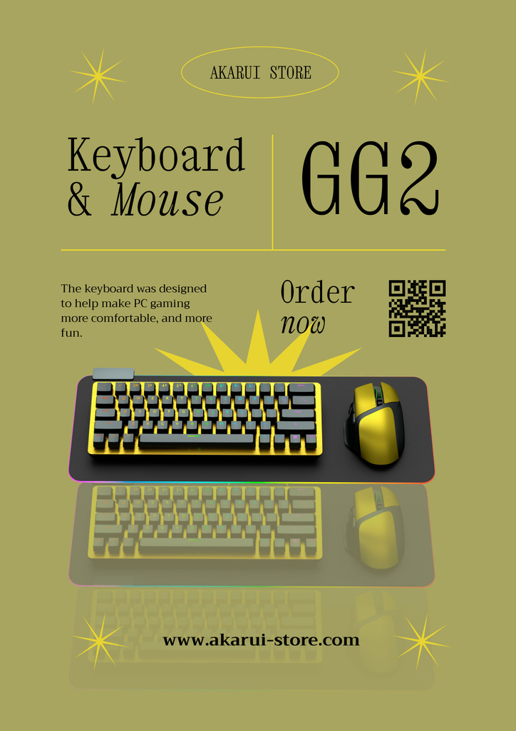 Gaming Gear Ad with Keyboard Poster Modelo de Design