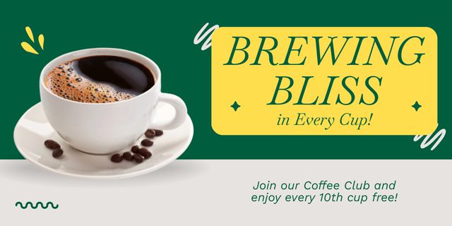 Ontwerpsjabloon van Twitter van Promo For Coffee Club Members And Full-bodied Coffee