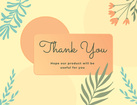 Thank You Message with Flower Illustration Thank You Card 5.5x4in Horizontal Design Template