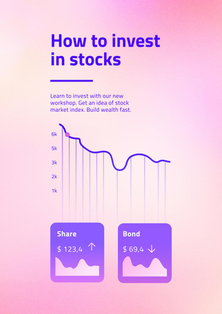 Modèle de visuel graphique avec statistiques d'investissement - Poster