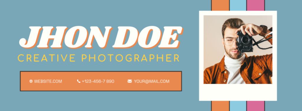 Young Professional Photographer Taking Photo Facebook cover Design Template