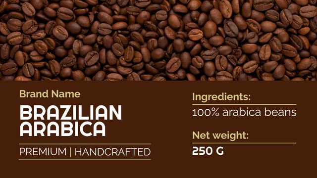 Premium Brazilian Coffee Sale Offer Label 3.5x2in Πρότυπο σχεδίασης