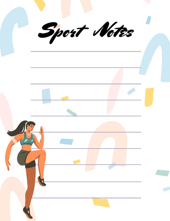 Ontwerpsjabloon van Notepad 107x139mm van Sport schema planner met vrouw doet fitness