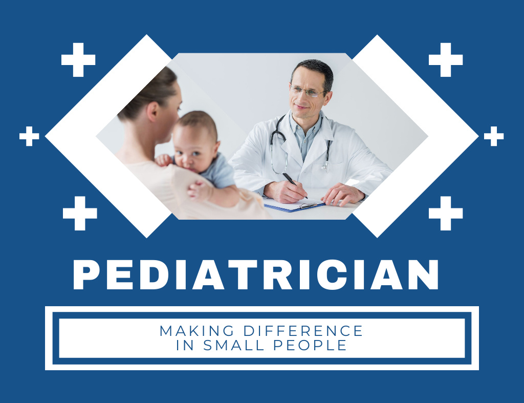Thank You for Visiting Pediatrician Thank You Card 5.5x4in Horizontal Design Template
