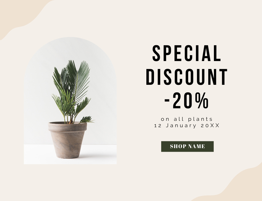 Discount on Potted Plants Thank You Card 5.5x4in Horizontal – шаблон для дизайна