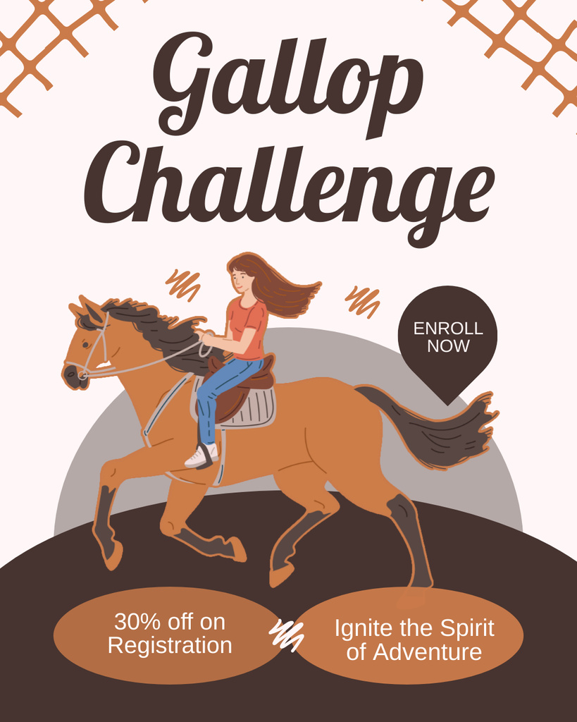 Adventure Spirit during Gallop Challenge Instagram Post Vertical Πρότυπο σχεδίασης