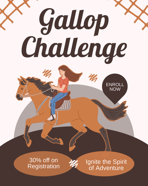 Adventure Spirit during Gallop Challenge Instagram Post Vertical Tasarım Şablonu