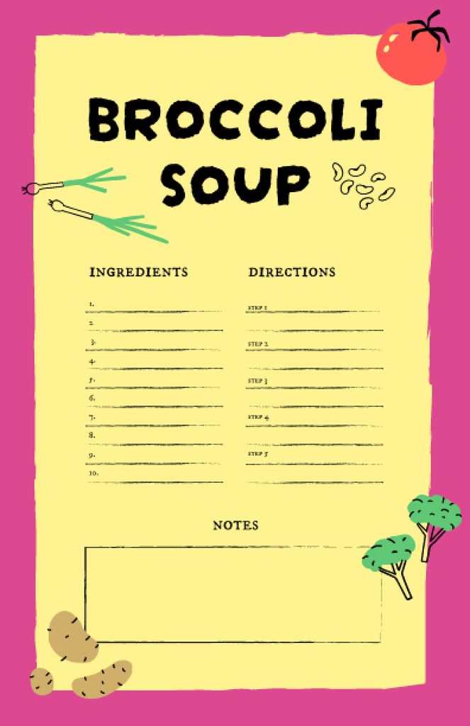 Plantilla de diseño de Broccoli Soup Cooking Steps Recipe Card 