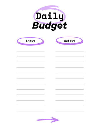 Designvorlage täglicher budgetplaner mit input und output für Notepad 107x139mm