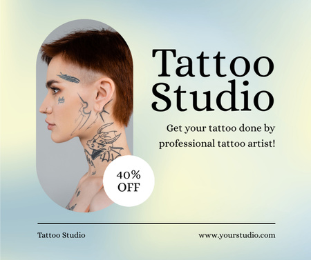Designvorlage Talentierter Künstlerservice im Tattoo-Studio mit Rabatt für Facebook