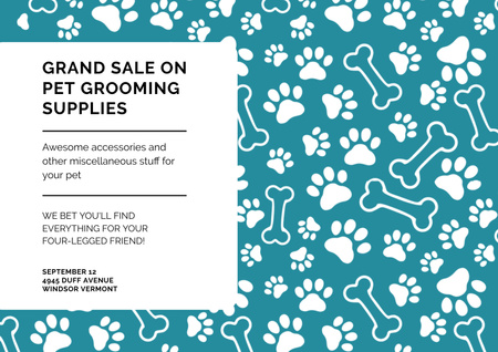 Grand Sale of Pet Grooming Supplies Poster A2 Horizontal Design Template