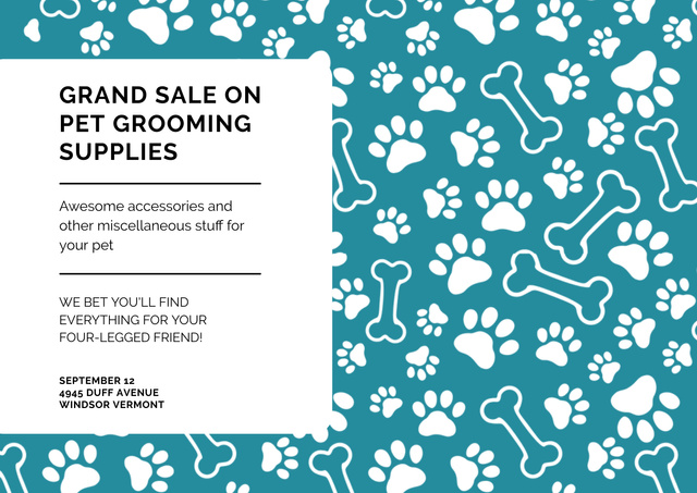 Grand Sale of Pet Grooming Supplies Poster A2 Horizontal Modelo de Design