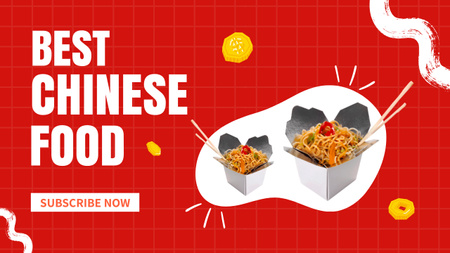Plantilla de diseño de Las mejores recetas de comida china en rojo Youtube Thumbnail 