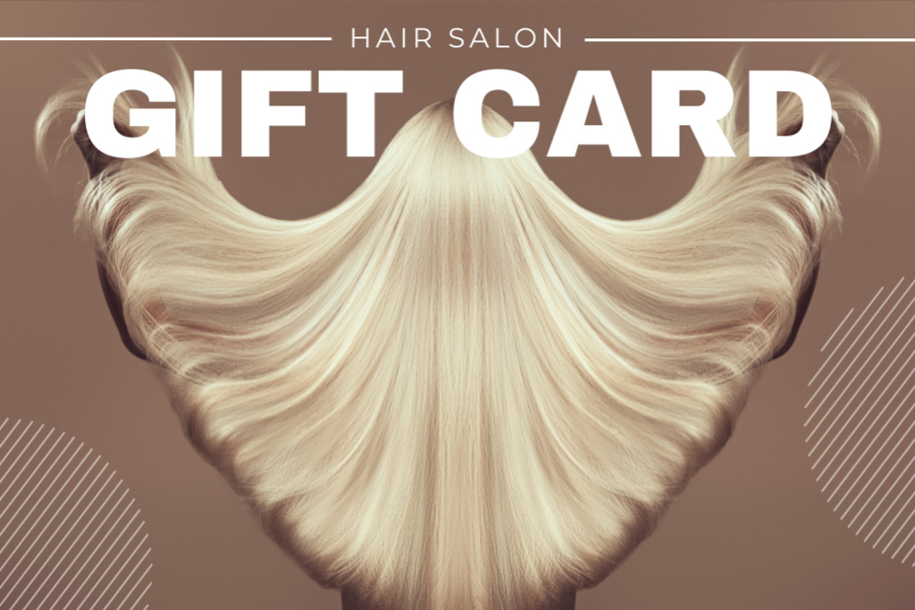 Beauty Salon Ad with Woman with Gorgeous Blonde Hair Gift Certificate Tasarım Şablonu