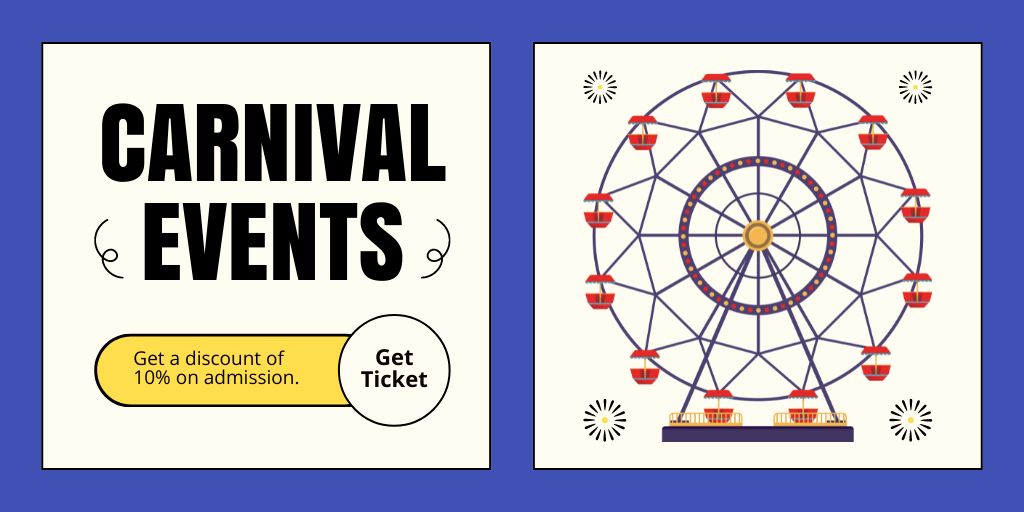 Carnival Announcement With Discount On Pass In Amusement Park Twitter Design Template