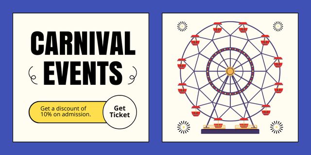 Carnival Announcement With Discount On Pass In Amusement Park Twitter Design Template