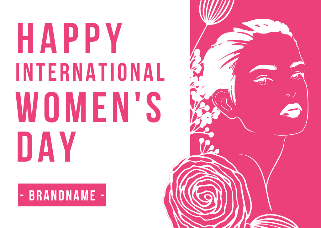 Template di design Women's Day Greeting with Sketch of Beautiful Woman Card
