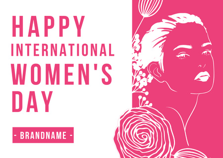 Women's Day Greeting with Sketch of Beautiful Woman Card Design Template