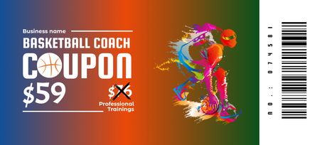 Perfect Basketball Professional Trainings With Coach Offer In Gradient Coupon 3.75x8.25in Design Template