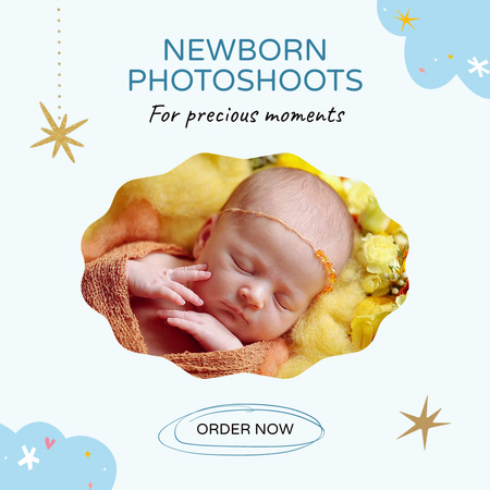 Cute Newborn Photoshoots Offer Animated Post Design Template