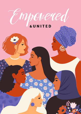 Girl Power Inspiration with Diverse Women Poster tervezősablon