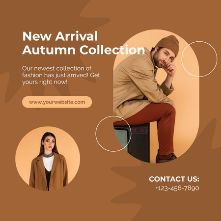 Platilla de diseño New Arrival Autumn Collection with Man and Woman Instagram