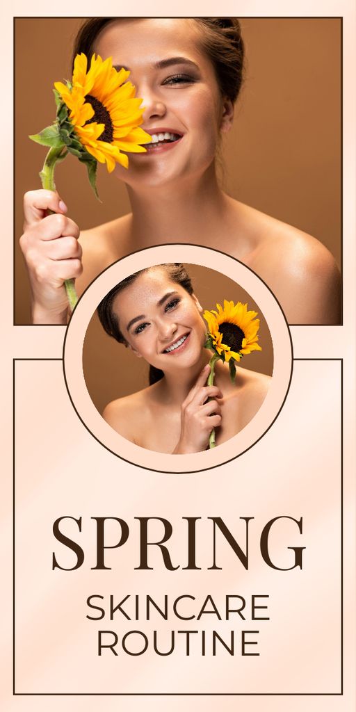 Plantilla de diseño de Collage with Women's Daily Spring Skincare Graphic 