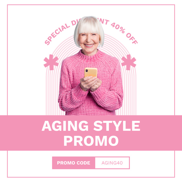 Designvorlage Promo Code Offers on Clothes for Elderly für Instagram AD