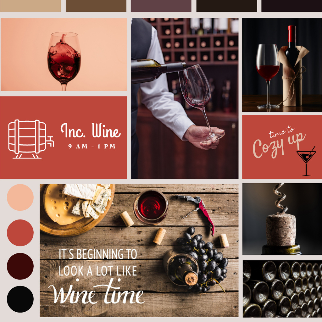 Collage with Invitation to Wine Tasting Instagram Πρότυπο σχεδίασης