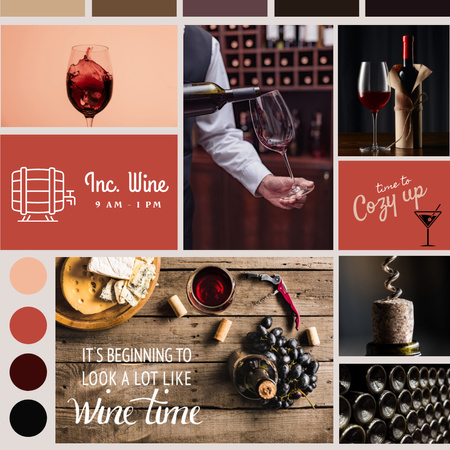 Collage with Invitation to Wine Tasting Instagram Design Template