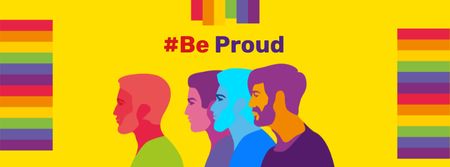 Pride Month Announcement with People's Silhouettes Facebook cover Modelo de Design