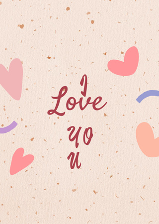 Lovely Declaration of Love on Pink Postcard A6 Vertical Design Template