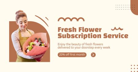 Subscription to Flower Service with Professional Florists Facebook AD Design Template