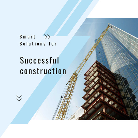 Crane at construction site Instagram Design Template