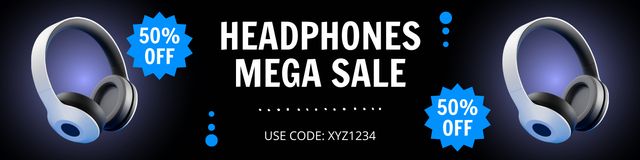 Designvorlage Mega Sale of Modern Wireless Headphones für Twitter