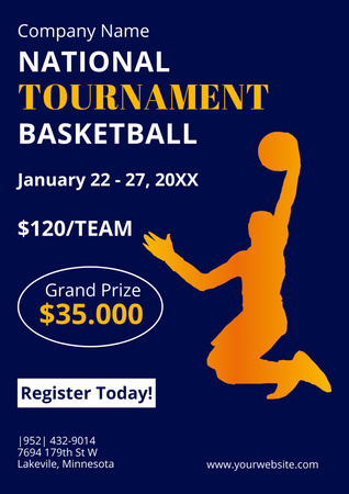 National Basketball Tournament Ad Poster Design Template
