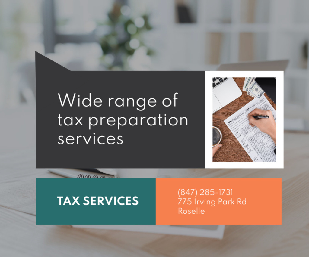 Plantilla de diseño de Tax Preparation Services Medium Rectangle 
