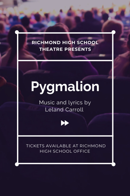 Theatrical Pygmalion Performance Announcement With Audience Postcard 4x6in Vertical Design Template