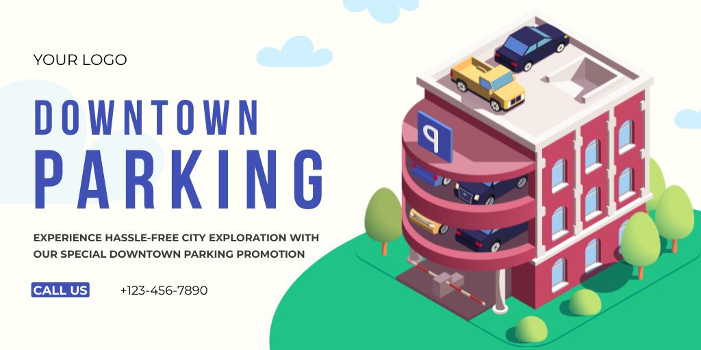 Multi-level Parking Service in Downtown Twitter Design Template