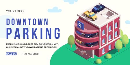 Multi-level Parking Service in Downtown Twitter Design Template