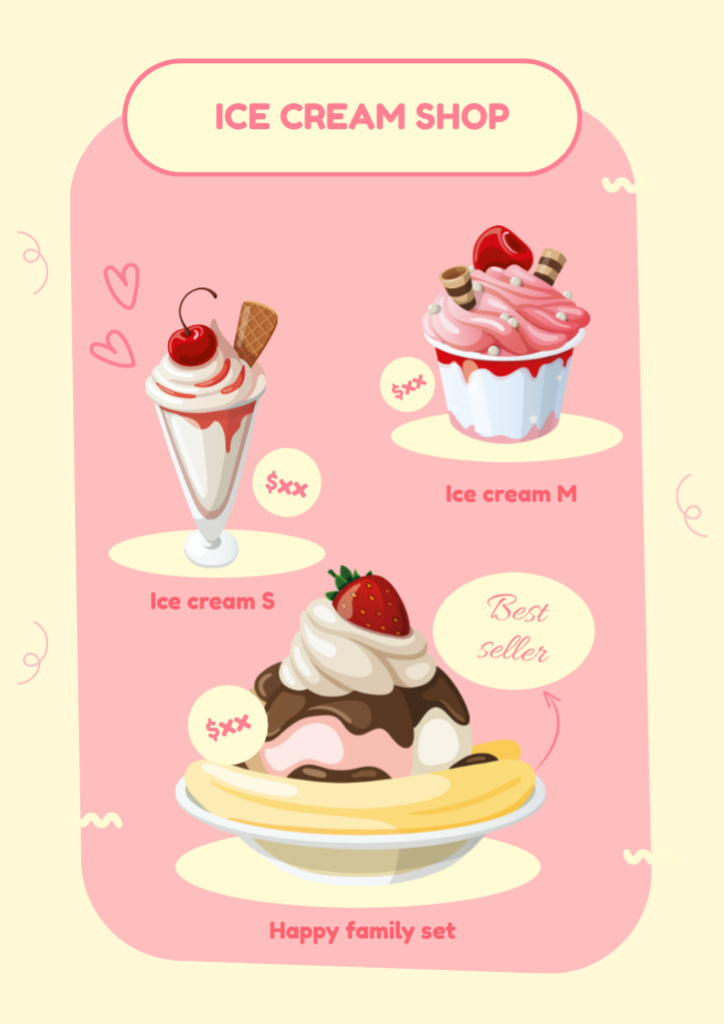 Ice-Cream Shop Assortment Menuデザインテンプレート